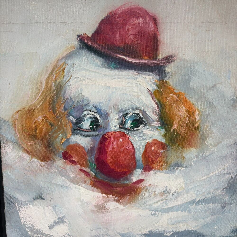 Vintage Whimsical Clown Oil Painting By Rodolfo Tarallo (16 X 12") Framed - Picture 2 of 12